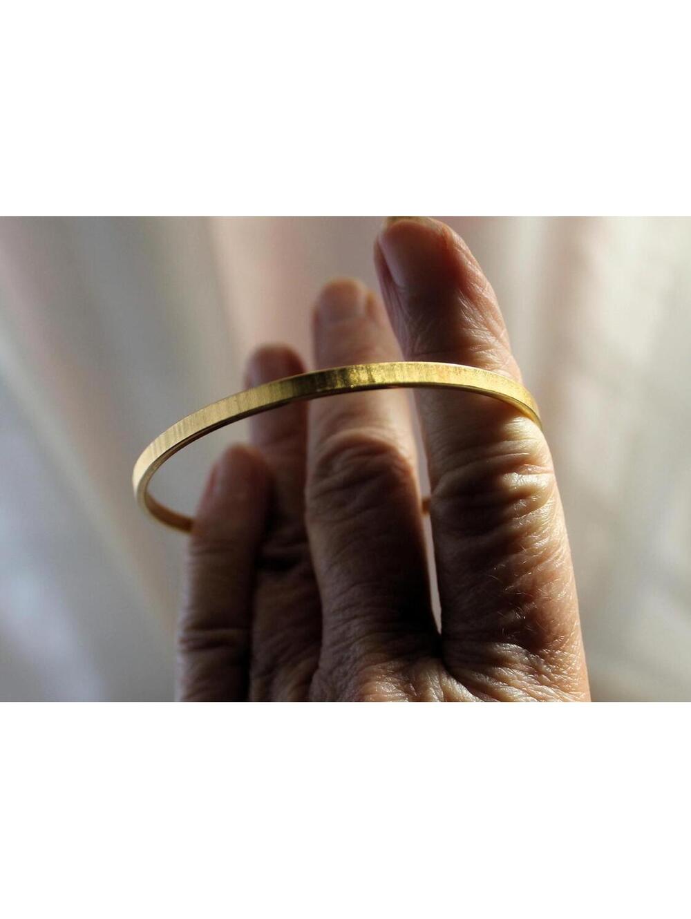 Vintage MONET Gold Tone Etched Thin Bangle Bracelet, Small